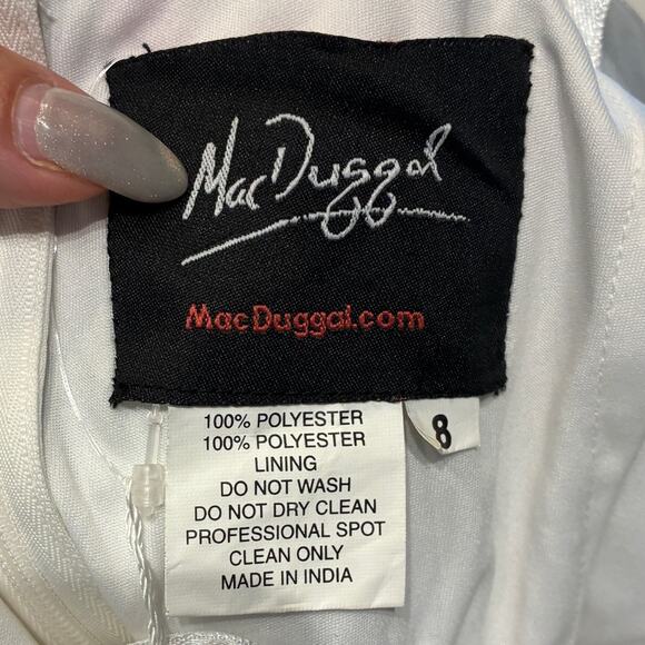 NWT Mac Duggal Cream Floral Embroidered One Shoulder Maxi Dress Sz 8 - Picture 10 of 13